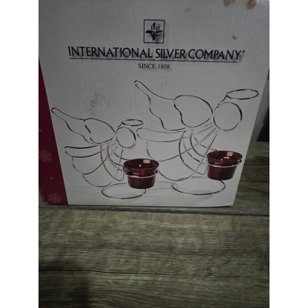 International Silver Co. Pair Of Silver Plated Angel Votive Candle Holders...